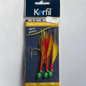 BAS DE LIGNE plumes naturelles rouge et jaune 3ham