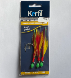 BAS DE LIGNE plumes naturelles rouge et jaune 3ham