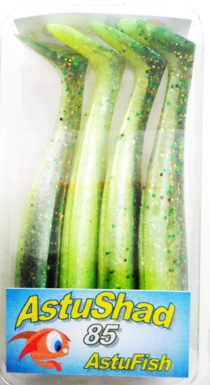 LS AstuShad 85- Vert Pailleté- Pack de 4 corps